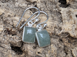 Groene aventurijn oorbellen in zilver