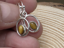Tijgeroog oorbellen in zilver