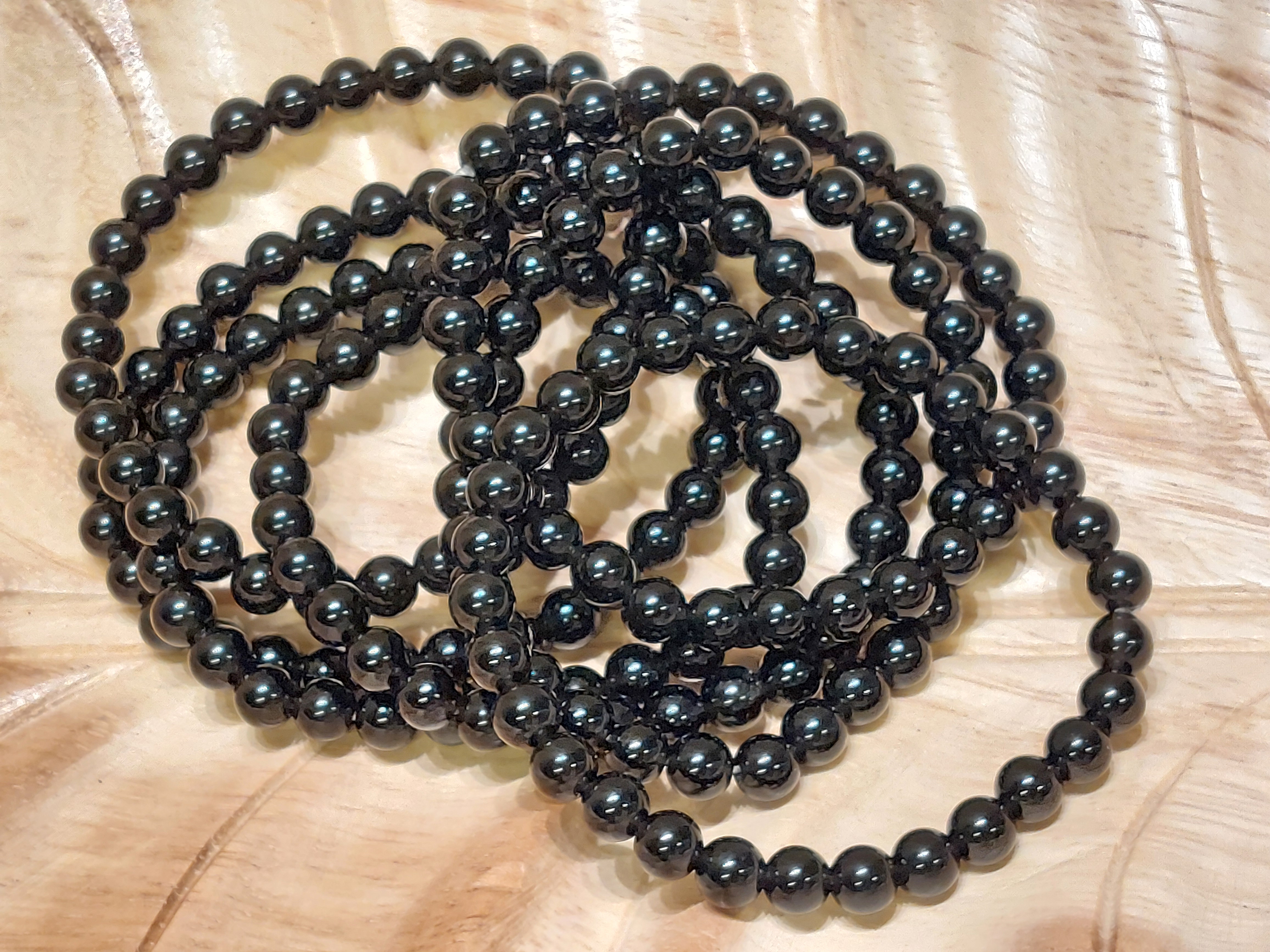 Zwarte toermalijn kogelarmband 6 mm
