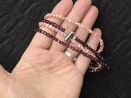 Granaat met rhodochrosiet ketting met armband facet geslepen
