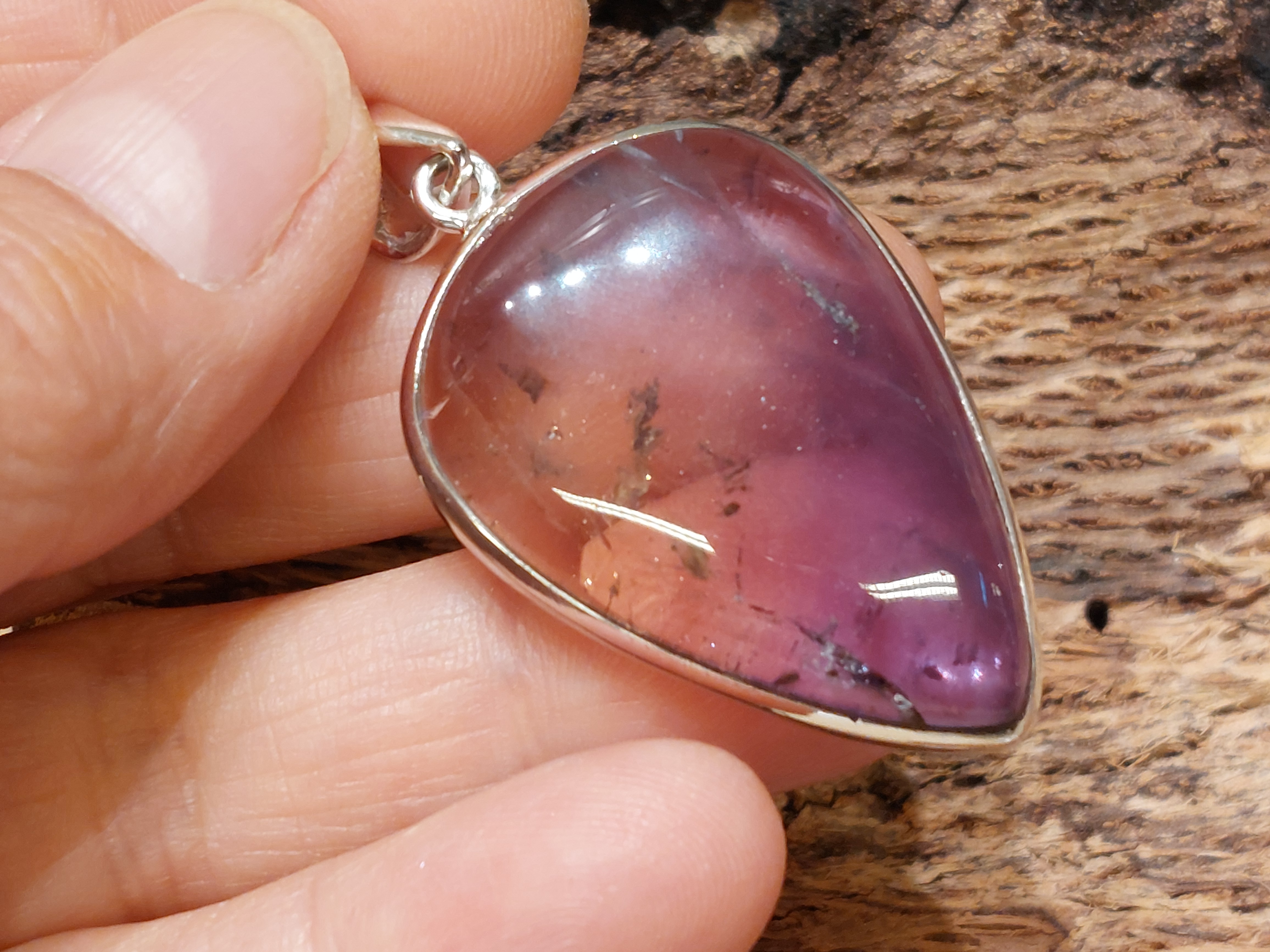 Ametrien hanger in zilver