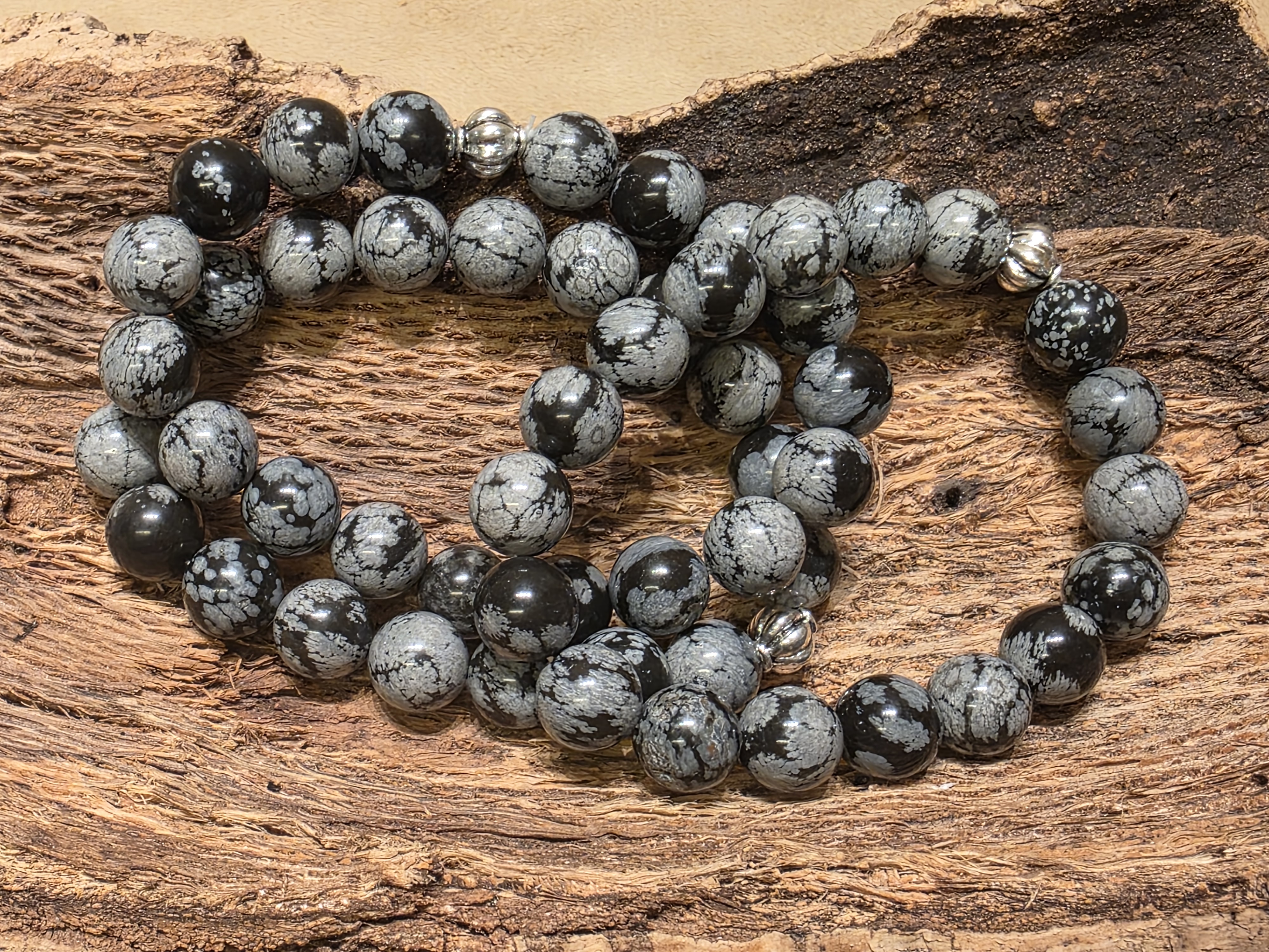 Sneeuwvlok obsidiaan armband 10 mm