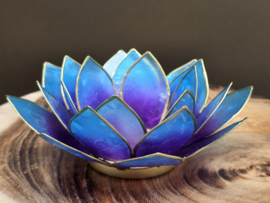 Lotus sfeerlicht tweekleurig violet en blauw met goudrand