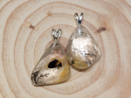 Toermalijnkwarts met limoniet hanger met zilveren oogje
