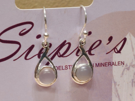 Rozenkwarts oorbellen in zilver