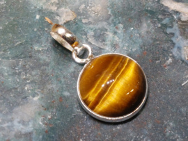 Tijgeroog hanger in zilver