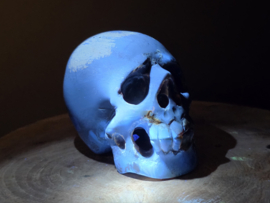 Blauwe amber human skull