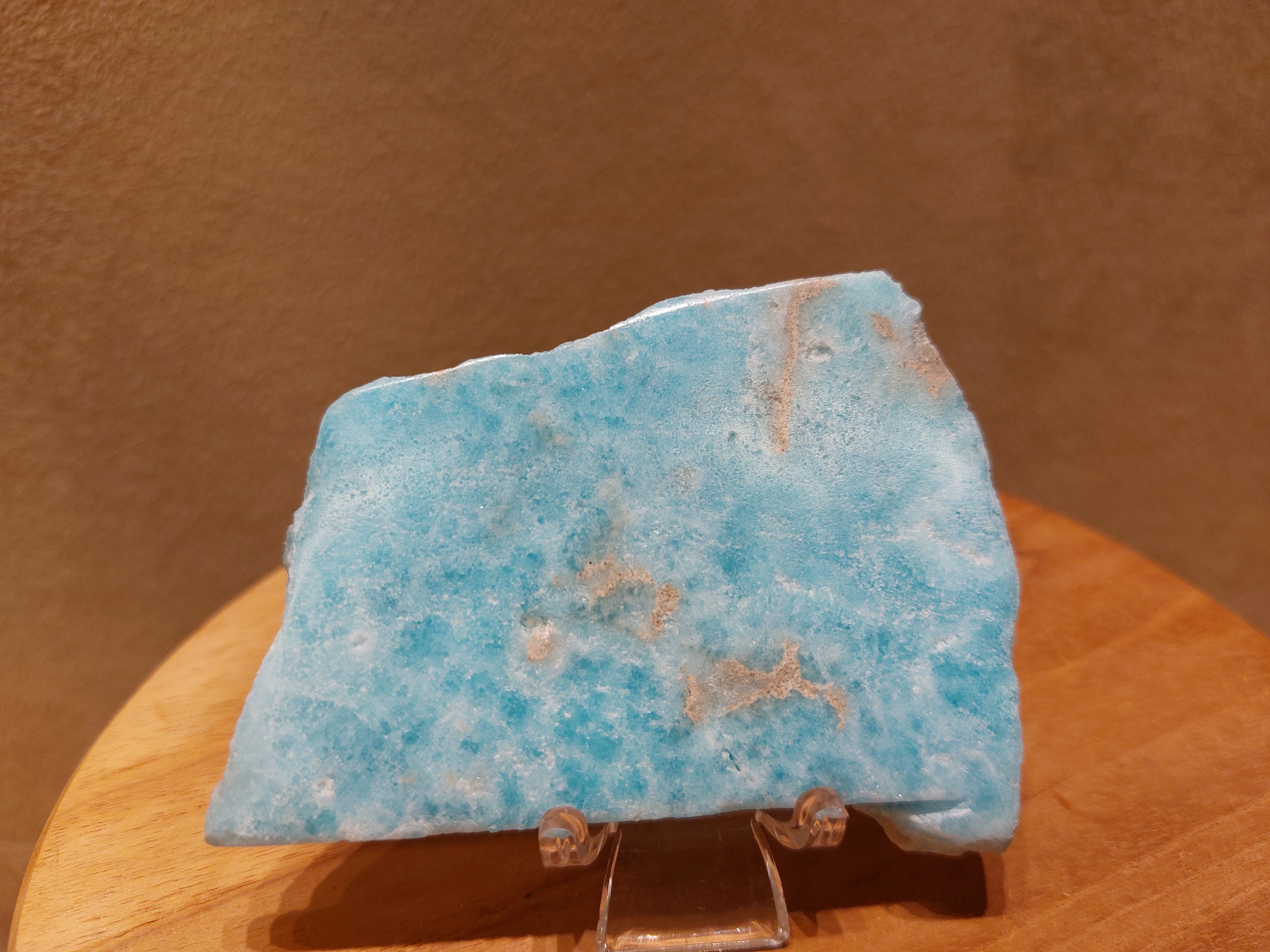 Blauwe aragoniet schijf/plak
