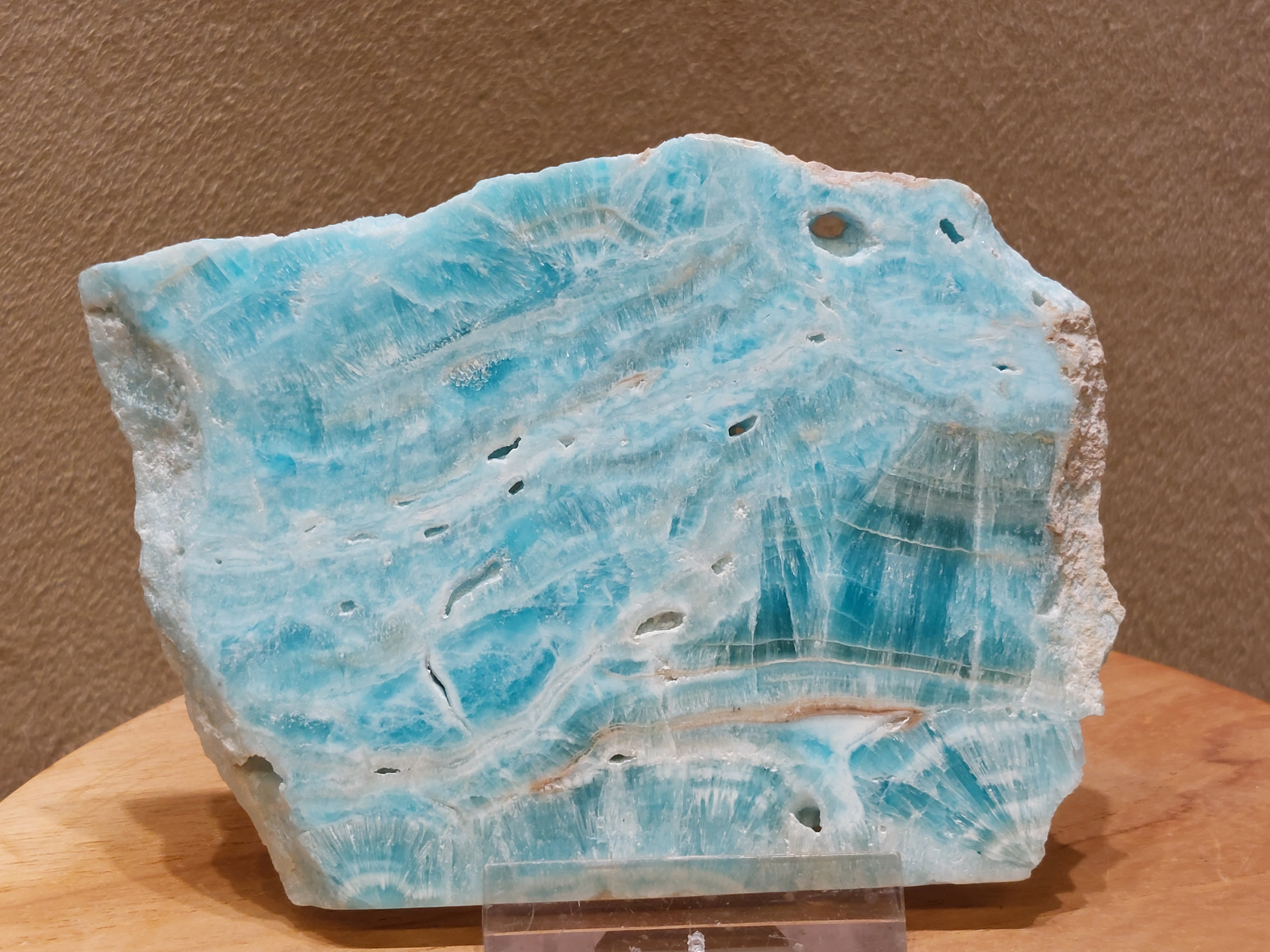 Blauwe aragoniet schijf/plak