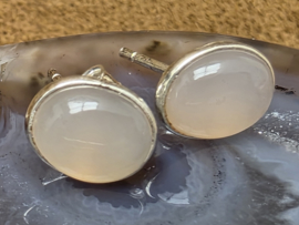 Rozenkwarts oorbellen in zilver