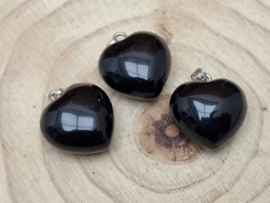 Zwarte obsidiaan hanger hartvorm