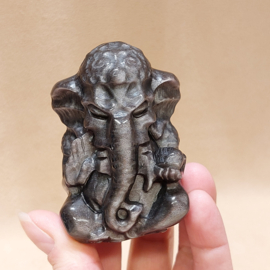 Zilver obsidiaan ganesha