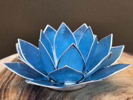Lotus sfeerlicht blauw met zilverrand