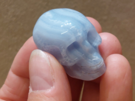 Blauwe chalcedoon of blue lace agaat human skull