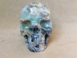 Blue carribean calciet human skull