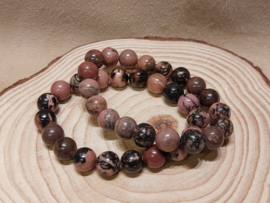 Rhodoniet kogel armband 10 mm