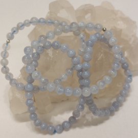 Chalcedoon of blue lace agaat kogelarmband 7 mm