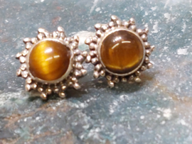Tijgeroog oorbellen in zilver