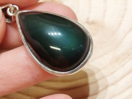 Regenboog obsidiaan hanger in zilver