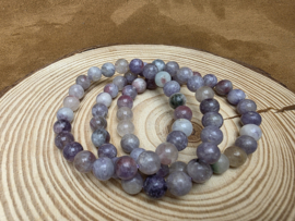 Lepidoliet met roze toermalijn armband 8 mm "unicorn stone"