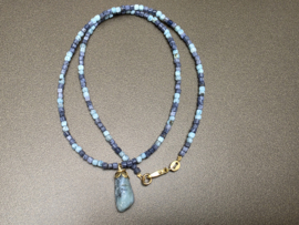 Larimar met blauwe koraal ketting met larimar hanger