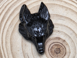 Zwarte obsidiaan wolf hanger doorboord