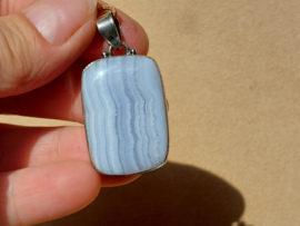 Chalcedoon of blue lace agaat hanger in zilver