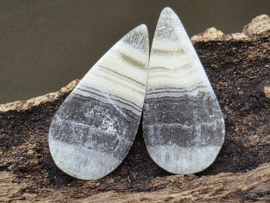 Zebra calciet cabochons set van 2