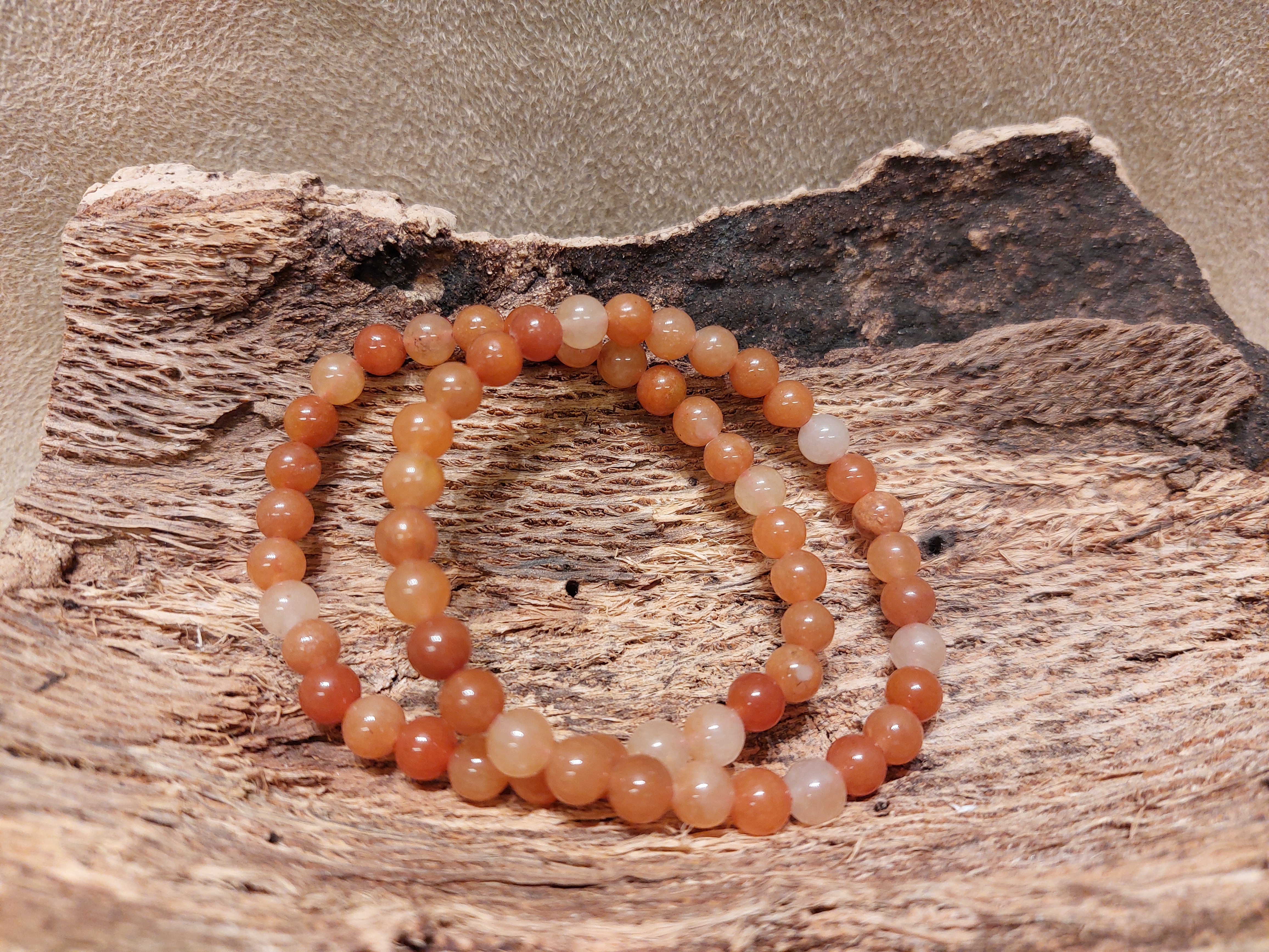 Oranje aventurijn kogel armband 6mm