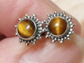 Tijgeroog oorbellen in zilver