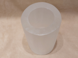 Seleniet/satijnspaat theelicht houder 19cm
