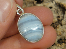 Chalcedoon of blue lace agaat hanger in zilver