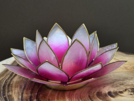 Lotus sfeerlicht tweekleurig roze en licht roze met goudrand