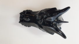 Zwarte obsidiaan draak met labradoriet ogen
