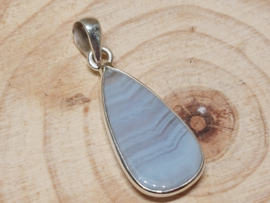 Chalcedoon of blue lace agaat hanger in zilver
