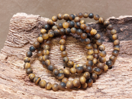 Tijgeroog kogel armband 6 mm mat