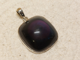 Regenboog obsidiaan hanger in zilver