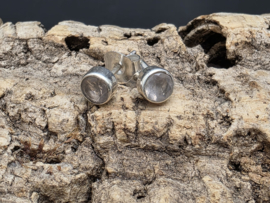 Rozenkwarts oorbellen in zilver