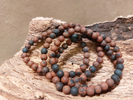 Mahonie obsidiaan kogel armband 6 mm mat