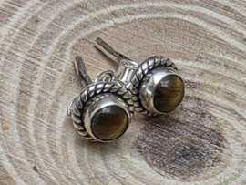 Tijgeroog oorbellen in zilver