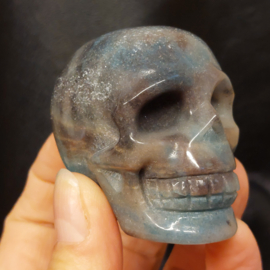 Blauwe paraiba kwarts human skull