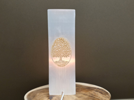 Seleniet/satijnspaat lamp 25cm met Tree of life