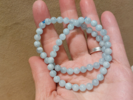 Aquamarijn kogelarmband 6 mm