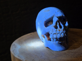 Blauwe amber human skull