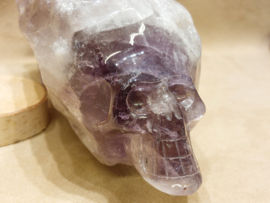 Amethist met rookkwarts human skull duo
