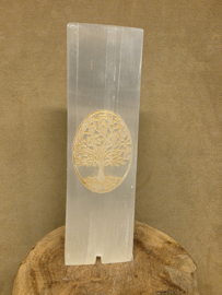 Seleniet/satijnspaat lamp 25cm met Tree of life