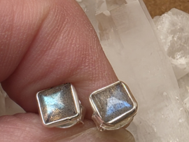 Labradoriet oorbellen in zilver