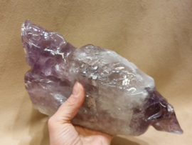 Amethist met rookkwarts human skull duo