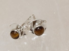 Tijgeroog oorbellen in zilver