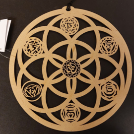Gridplaat of raamhanger Seed of life en 7 chakra's